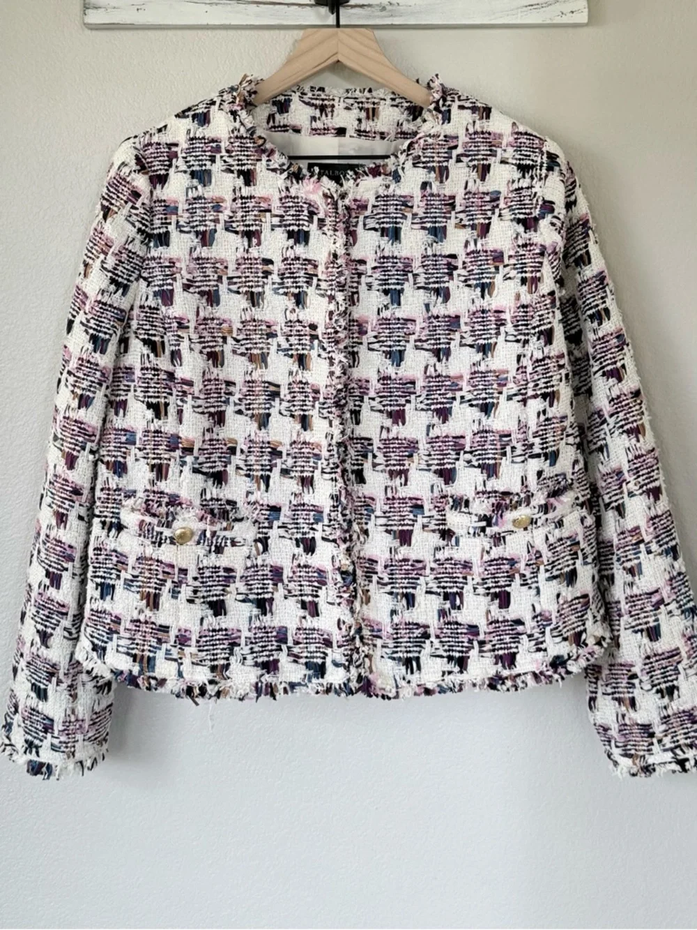 TALBOTS NWT 12 Collarless Tweed Jacket • Classic Business Casual Office Preppy - Picture 2 of 14